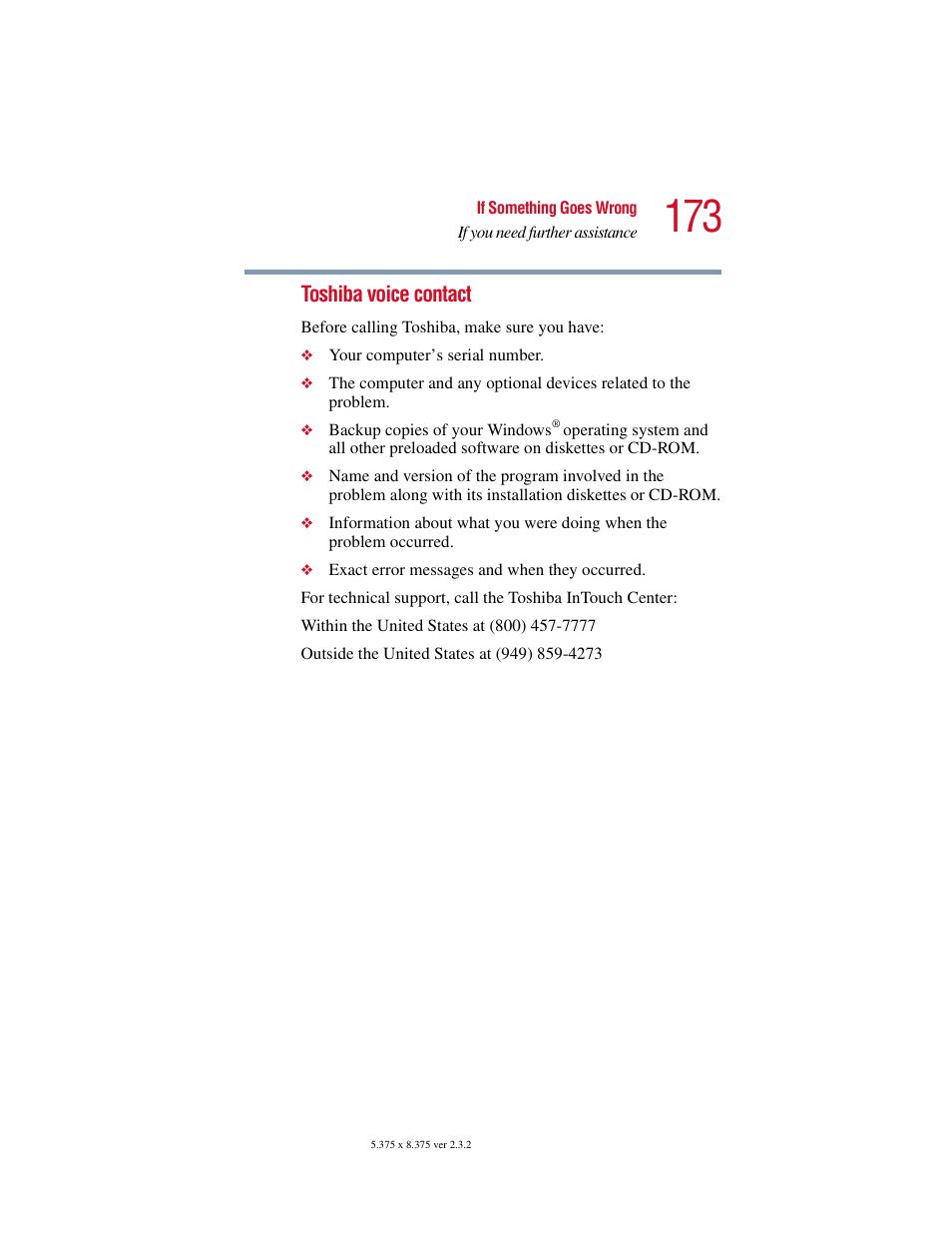 Toshiba voice contact | Toshiba VIRTUALTECH C6609-1201M1 User Manual | Page 173 / 209
