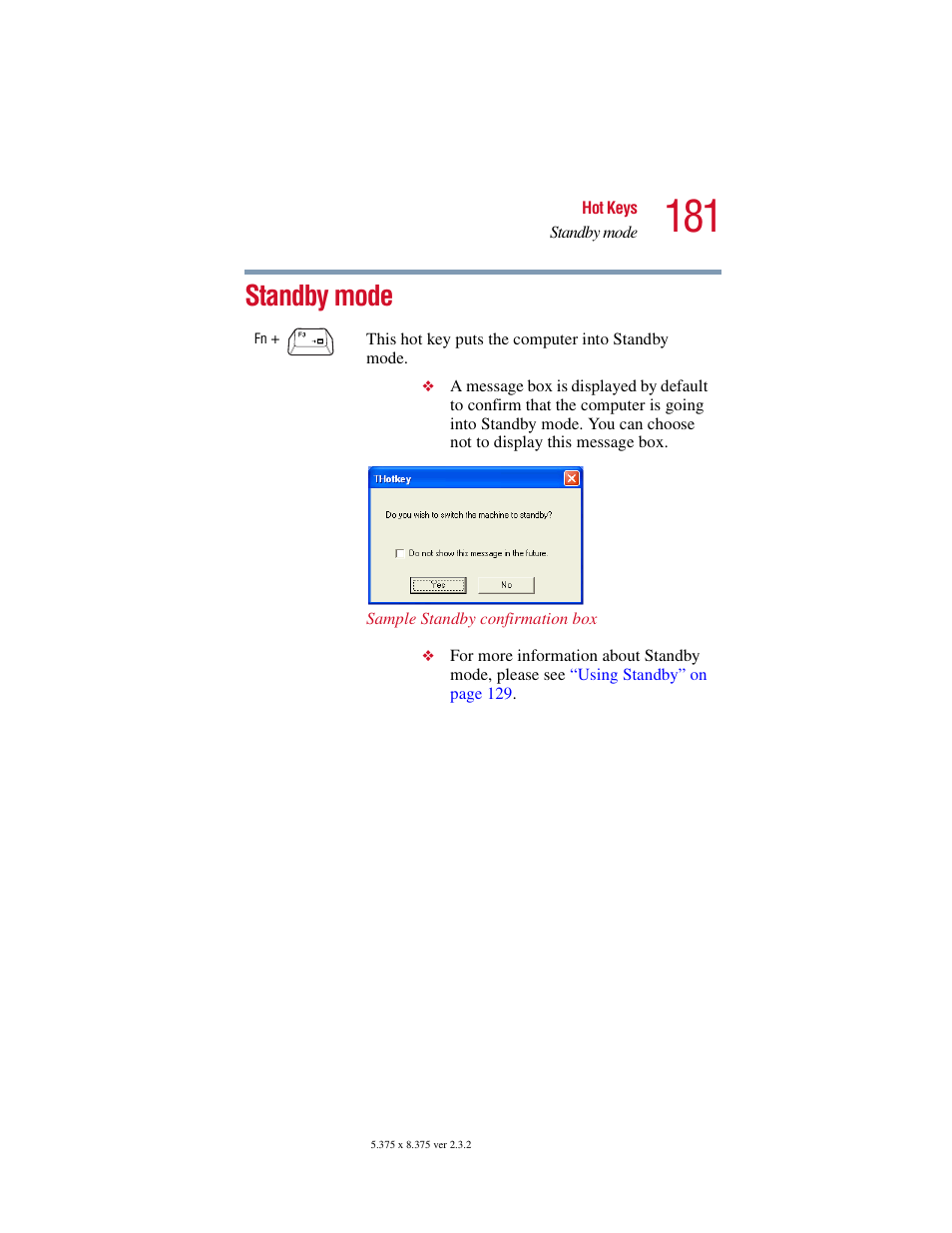 Standby mode | Toshiba VIRTUALTECH C6609-1201M1 User Manual | Page 181 / 209