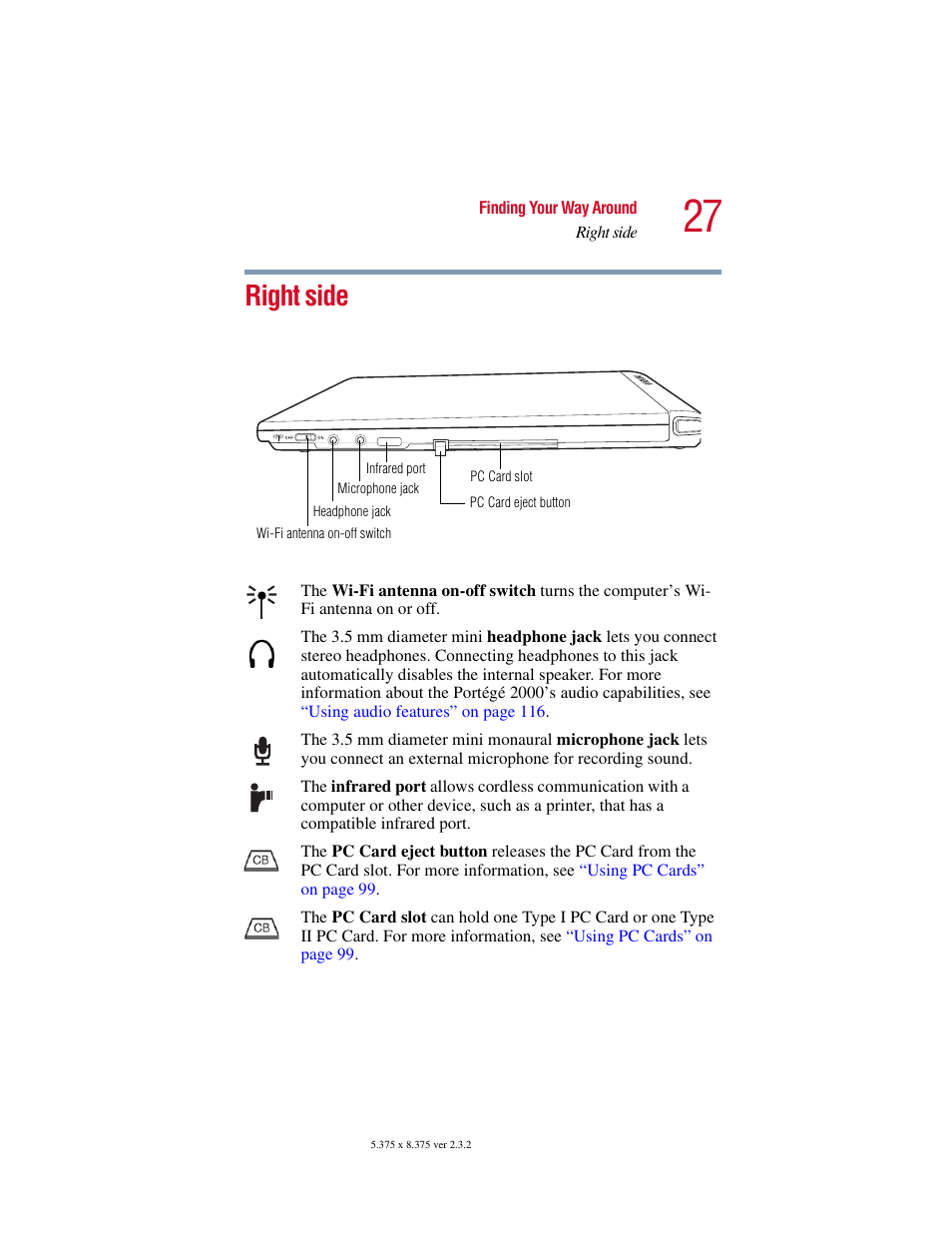 Right side | Toshiba VIRTUALTECH C6609-1201M1 User Manual | Page 27 / 209