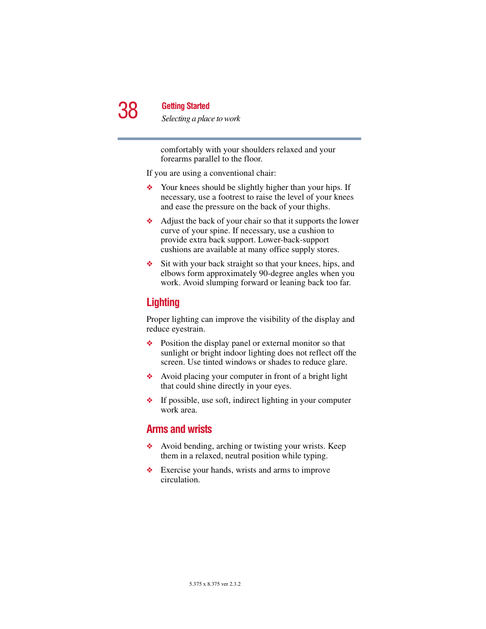 Lighting, Arms and wrists | Toshiba VIRTUALTECH C6609-1201M1 User Manual | Page 38 / 209