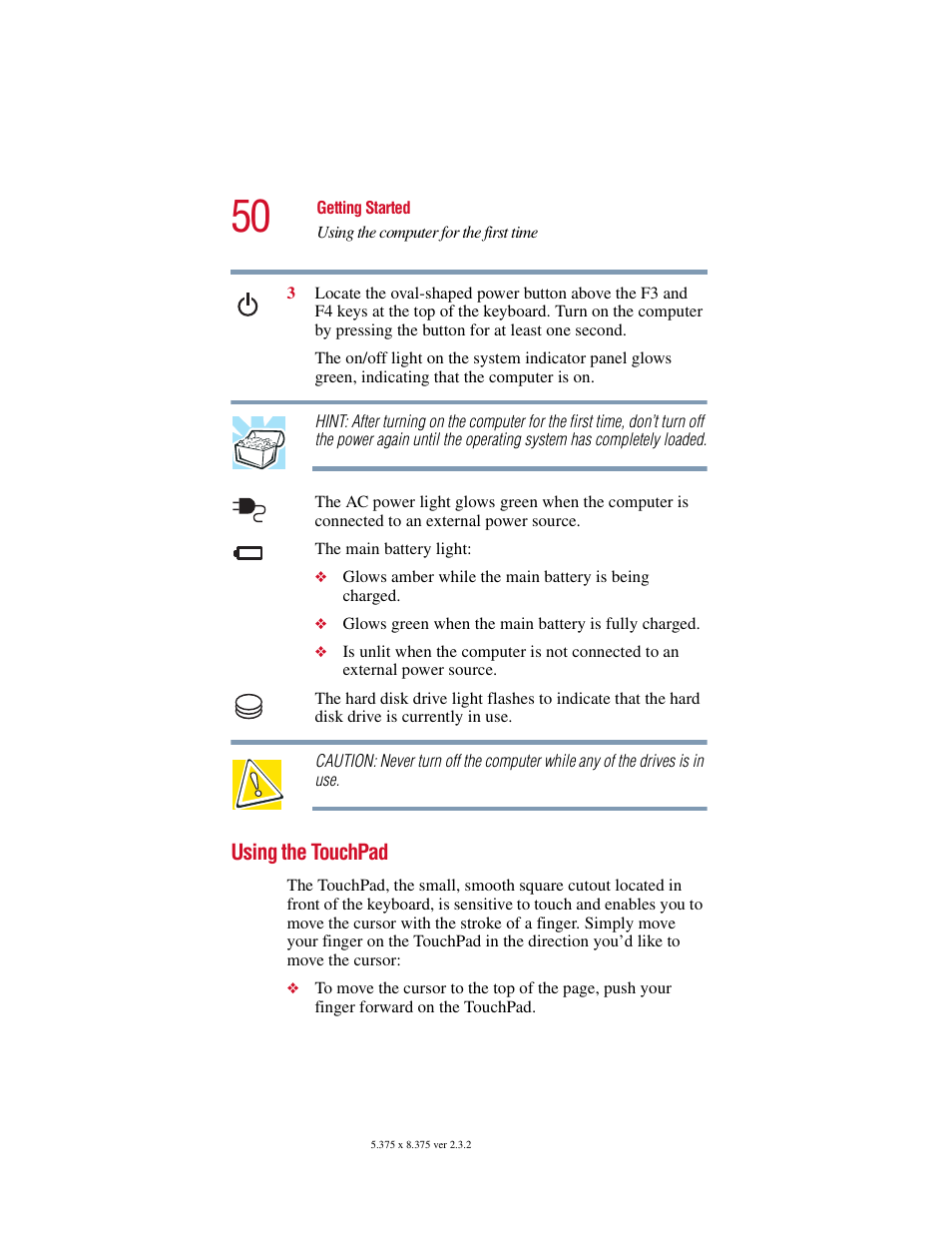 Using the touchpad | Toshiba VIRTUALTECH C6609-1201M1 User Manual | Page 50 / 209