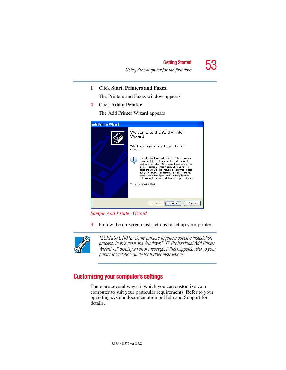 Customizing your computer’s settings | Toshiba VIRTUALTECH C6609-1201M1 User Manual | Page 53 / 209