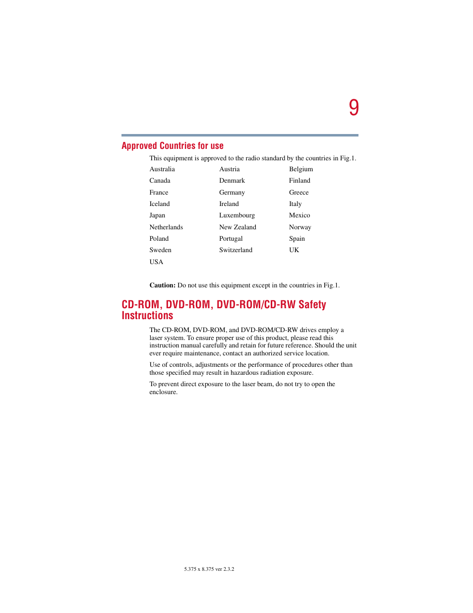 Cd-rom, dvd-rom, dvd-rom/cd-rw safety instructions | Toshiba VIRTUALTECH C6609-1201M1 User Manual | Page 9 / 209