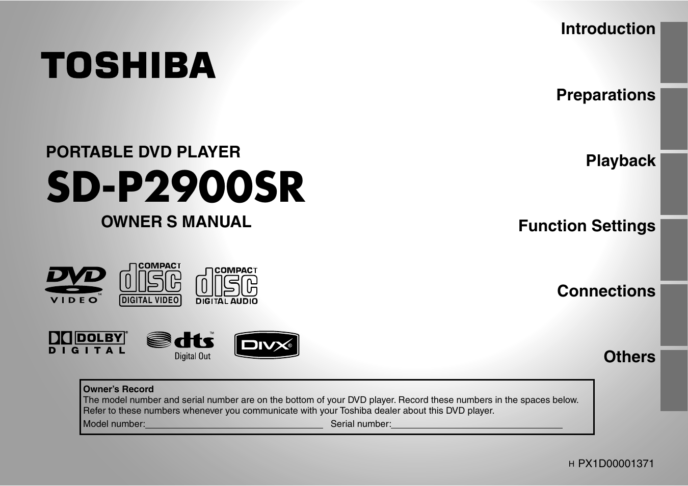 Toshiba SD-P2900SR User Manual | 80 pages