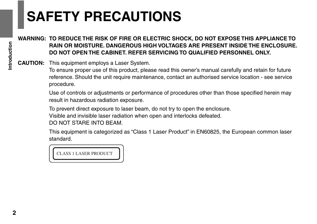 Safety precautions | Toshiba SD-P2900SR User Manual | Page 2 / 80