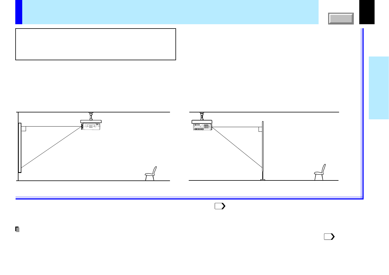 Ceiling-mounted projector placement | Toshiba TLP780U User Manual | Page 21 / 80
