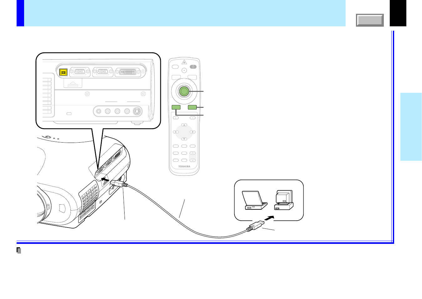 Operating a computer by the remote control, Usb connector, 42 operations | Toshiba TLP780U User Manual | Page 42 / 80