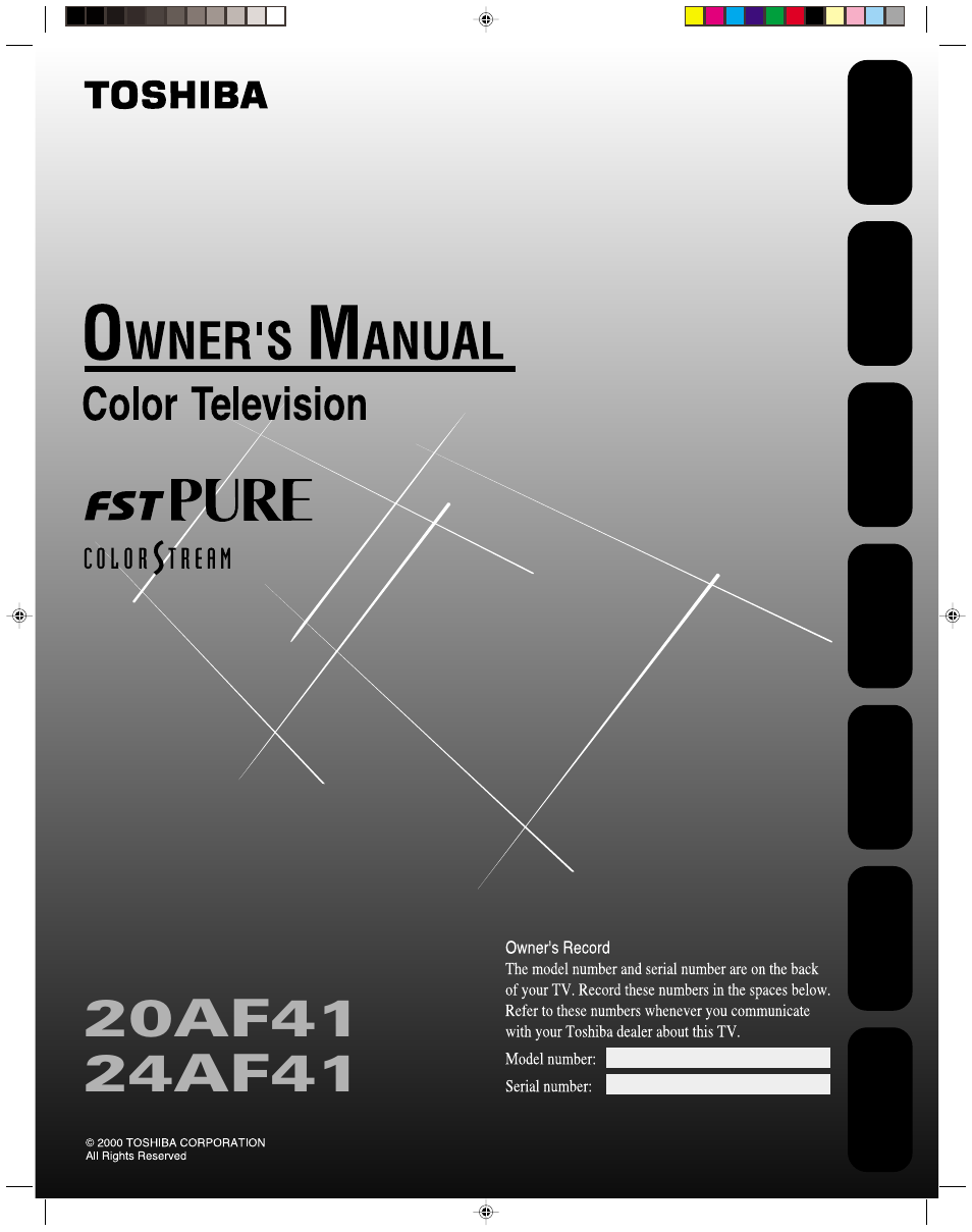 Toshiba COLORSTREAM 20AF41 User Manual | 32 pages