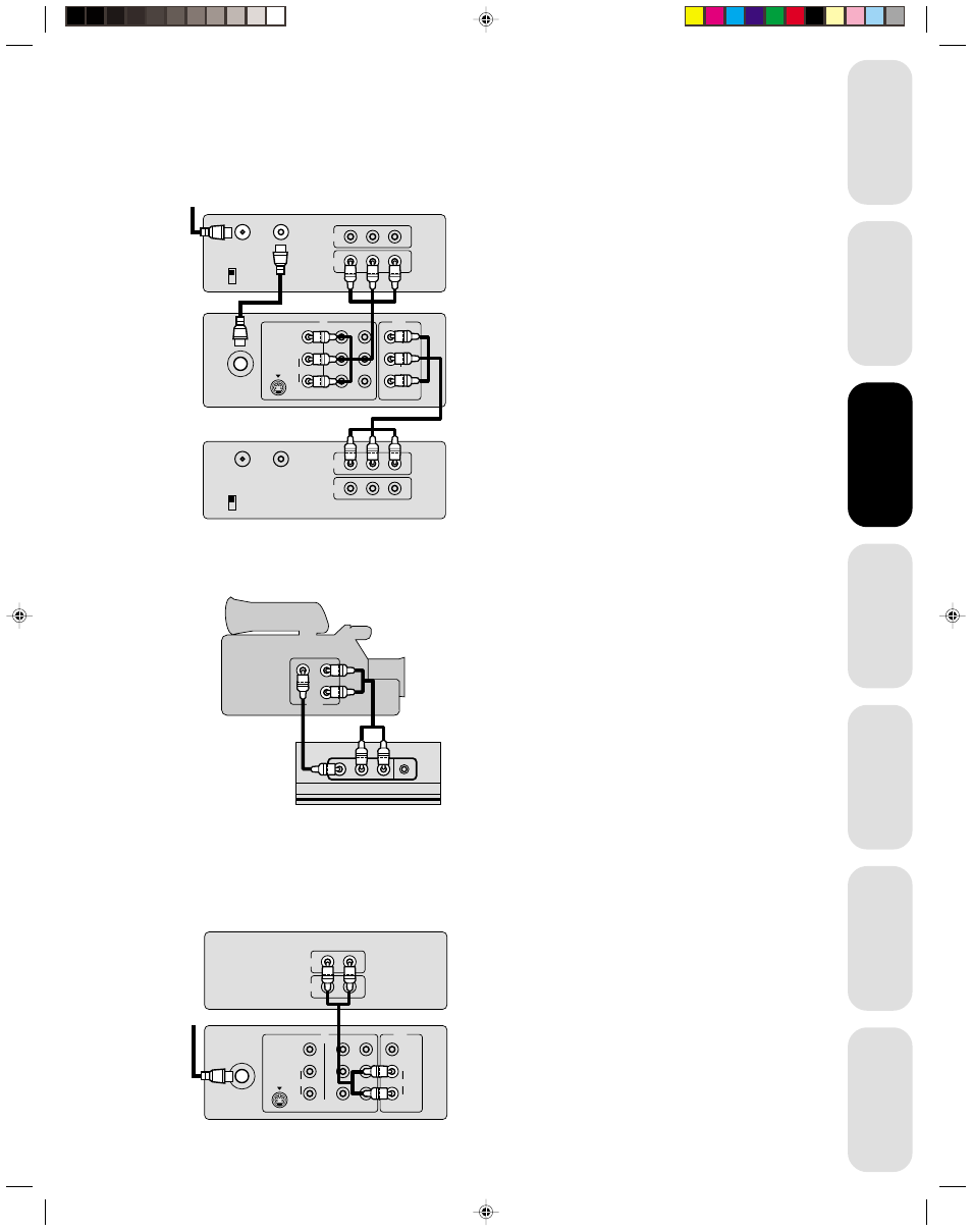 Connecting two vcrs, Connecting a camcorder, Connecting an audio amplifier | Caution, Connecting your tv | Toshiba COLORSTREAM 20AF41 User Manual | Page 9 / 32