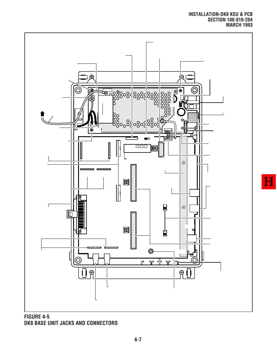 Figure 4-5 dk8 base unit jacks and connectors | Toshiba Strata DK8 User Manual | Page 53 / 321