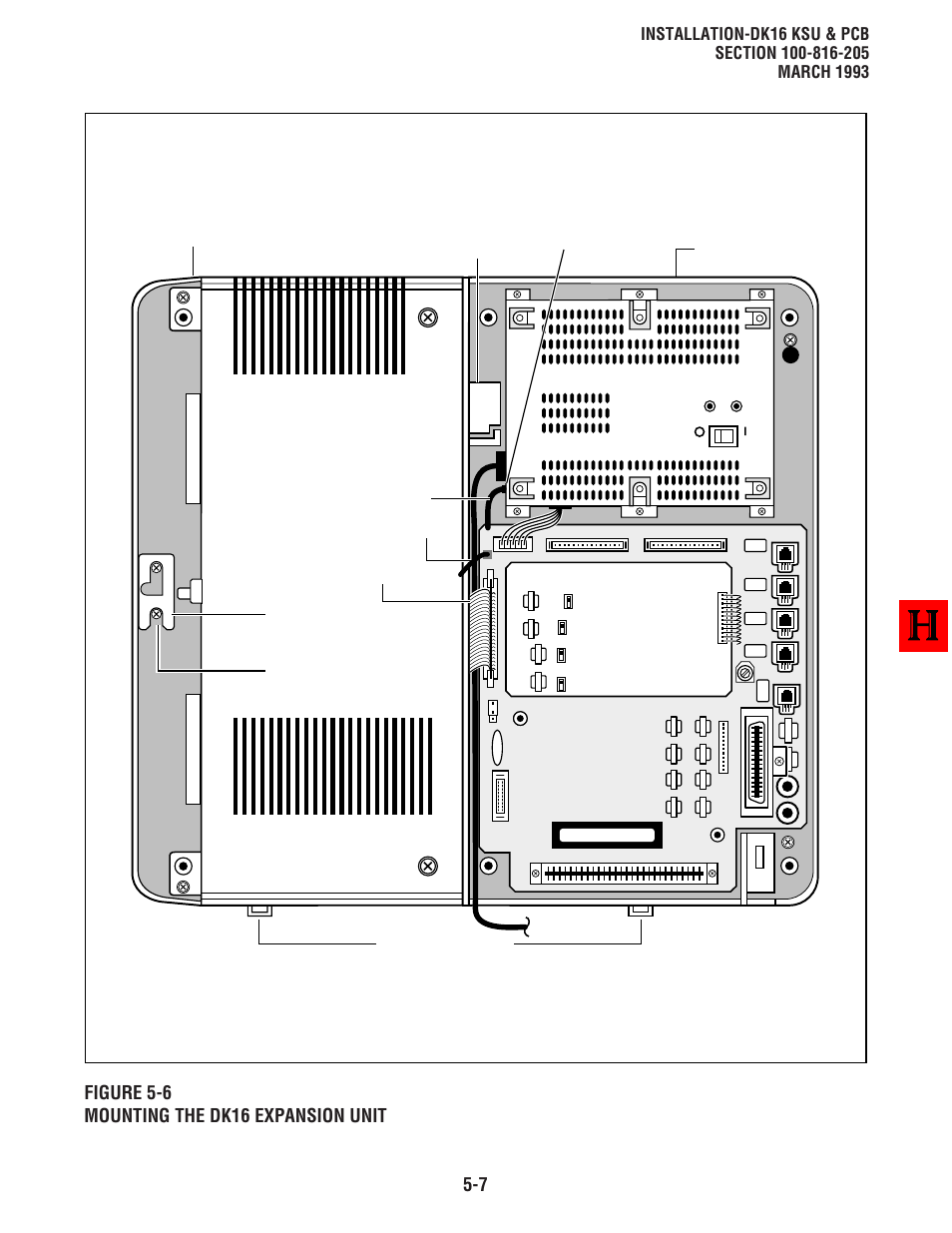 Figure 5-6 mounting the dk16 expansion unit | Toshiba Strata DK8 User Manual | Page 77 / 321