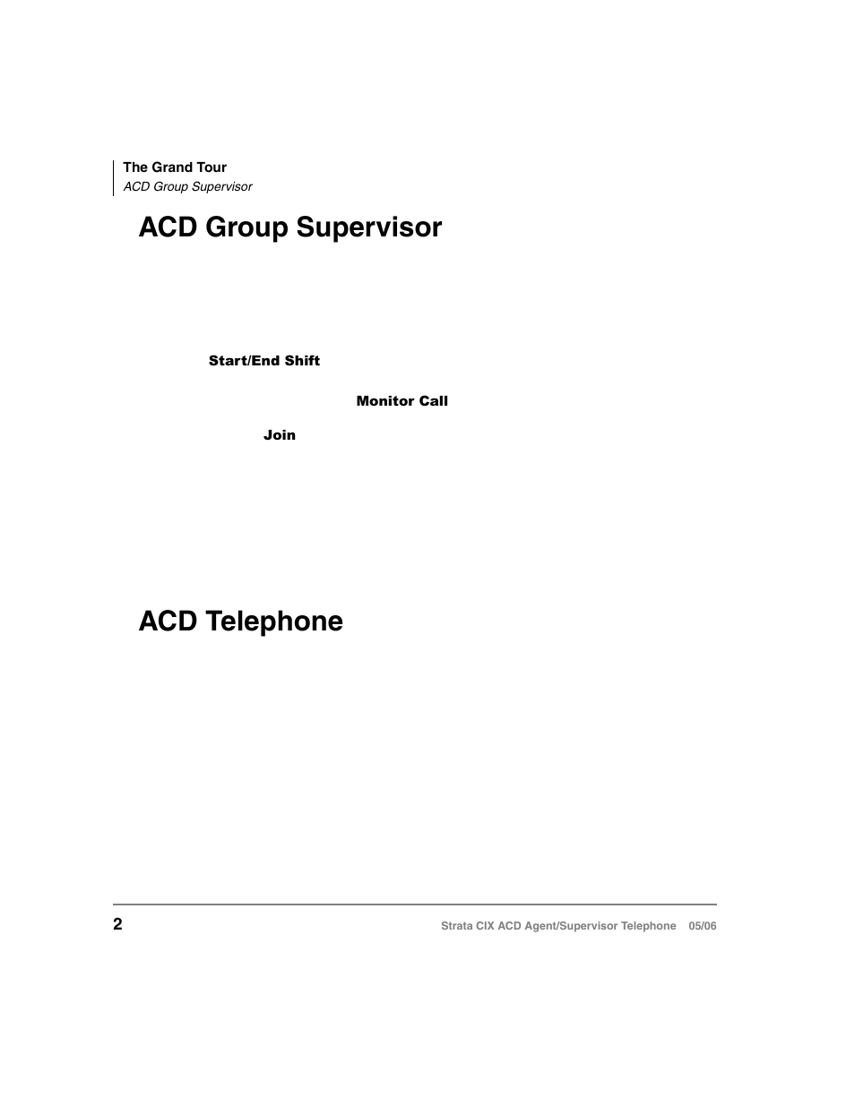 Acd group supervisor, Acd telephone | Toshiba Strata CIX ACD Agent/Supervisor Telephone CIX-SG-CCACD-VB User Manual | Page 12 / 38