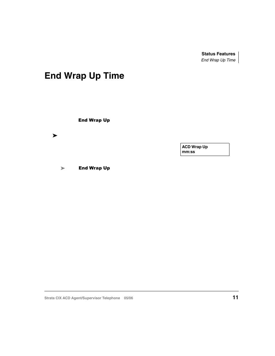 End wrap up time | Toshiba Strata CIX ACD Agent/Supervisor Telephone CIX-SG-CCACD-VB User Manual | Page 21 / 38