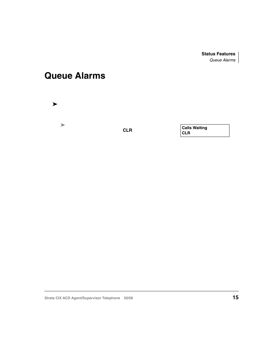 Queue alarms | Toshiba Strata CIX ACD Agent/Supervisor Telephone CIX-SG-CCACD-VB User Manual | Page 25 / 38