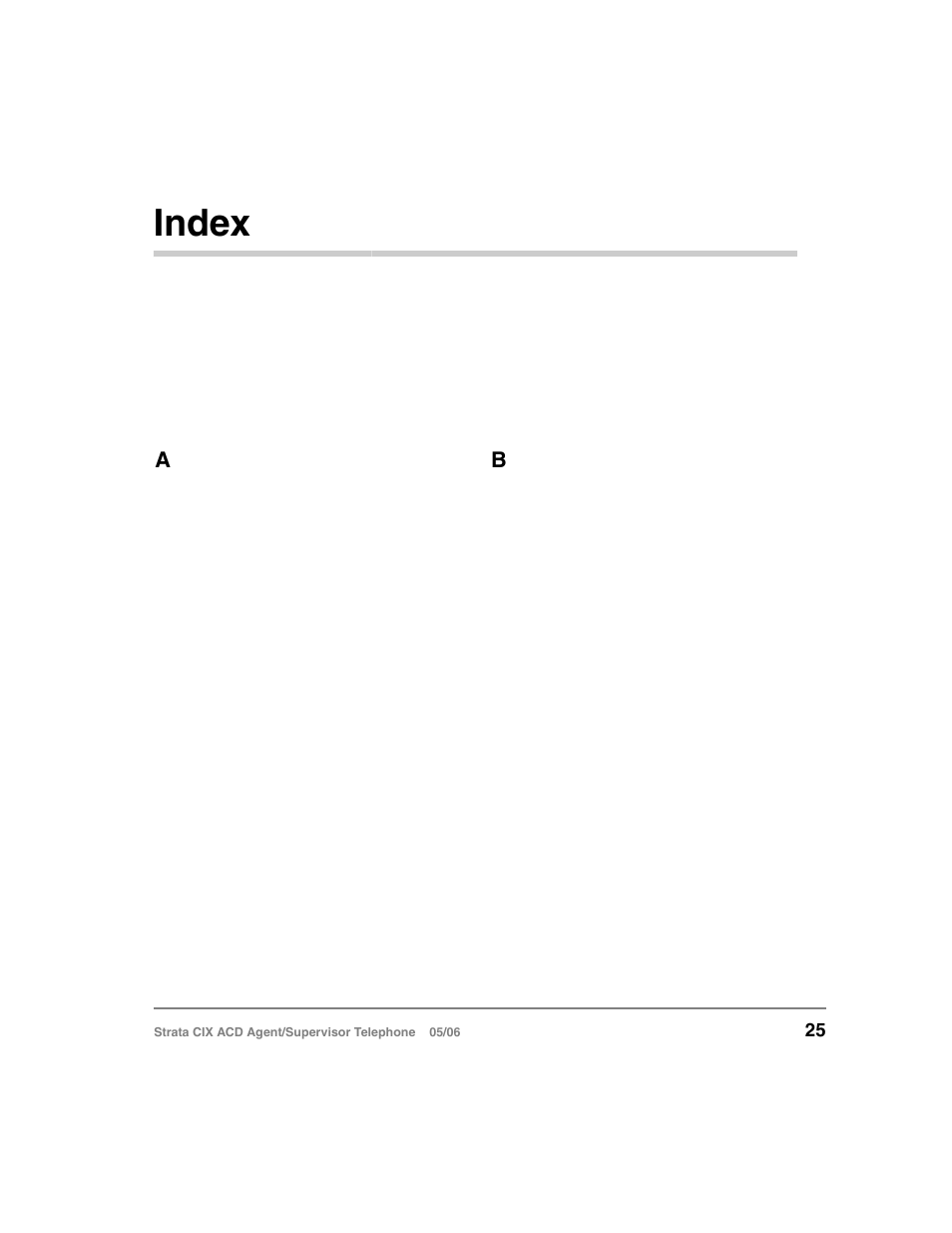 Index | Toshiba Strata CIX ACD Agent/Supervisor Telephone CIX-SG-CCACD-VB User Manual | Page 35 / 38