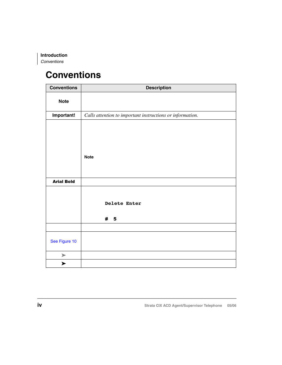 Conventions | Toshiba Strata CIX ACD Agent/Supervisor Telephone CIX-SG-CCACD-VB User Manual | Page 8 / 38