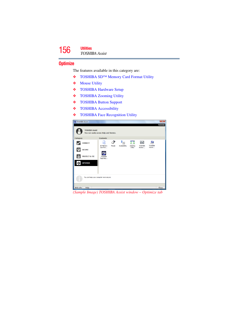 Optimize | Toshiba SATELLITE M500 User Manual | Page 156 / 258