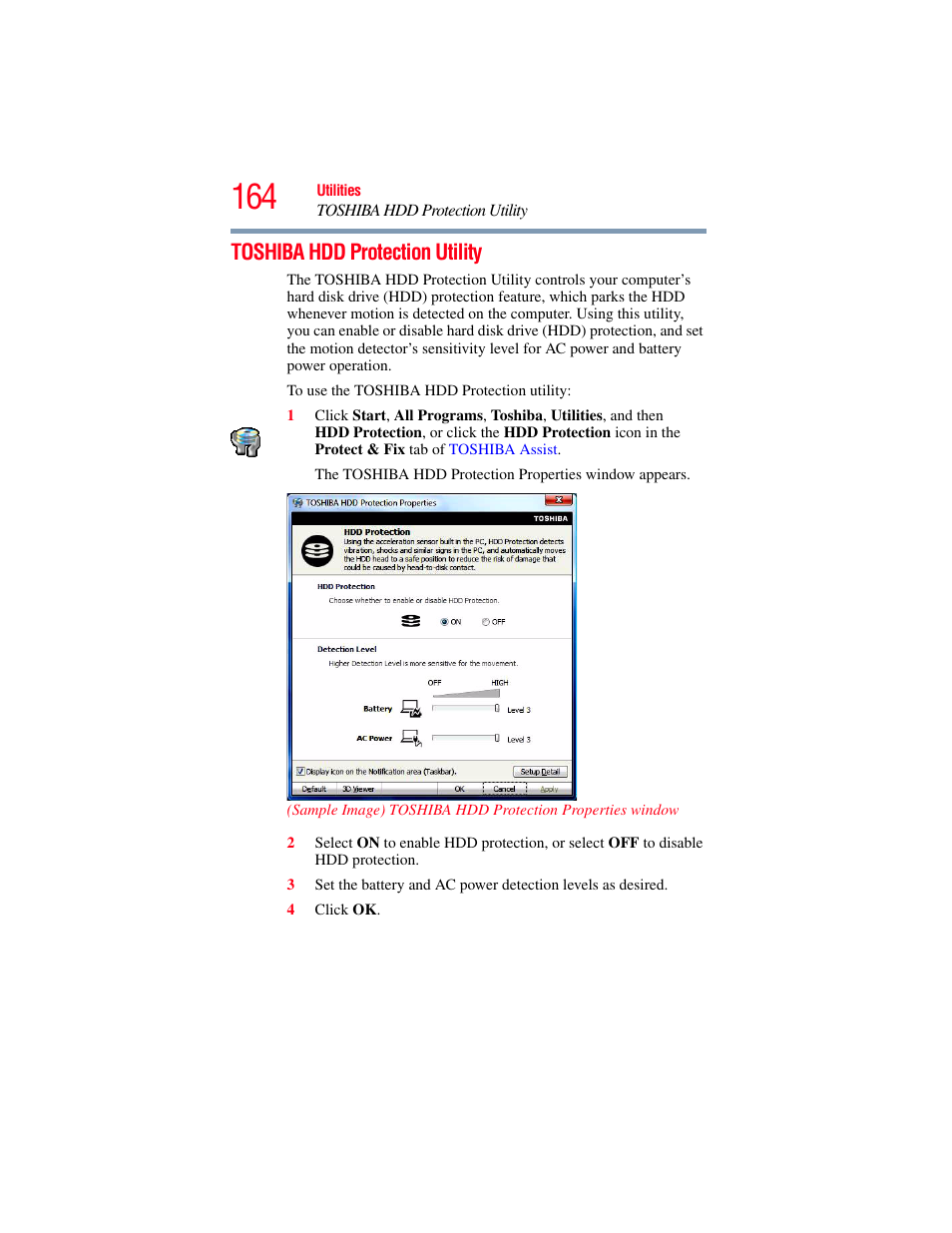 Toshiba hdd protection utility | Toshiba SATELLITE M500 User Manual | Page 164 / 258