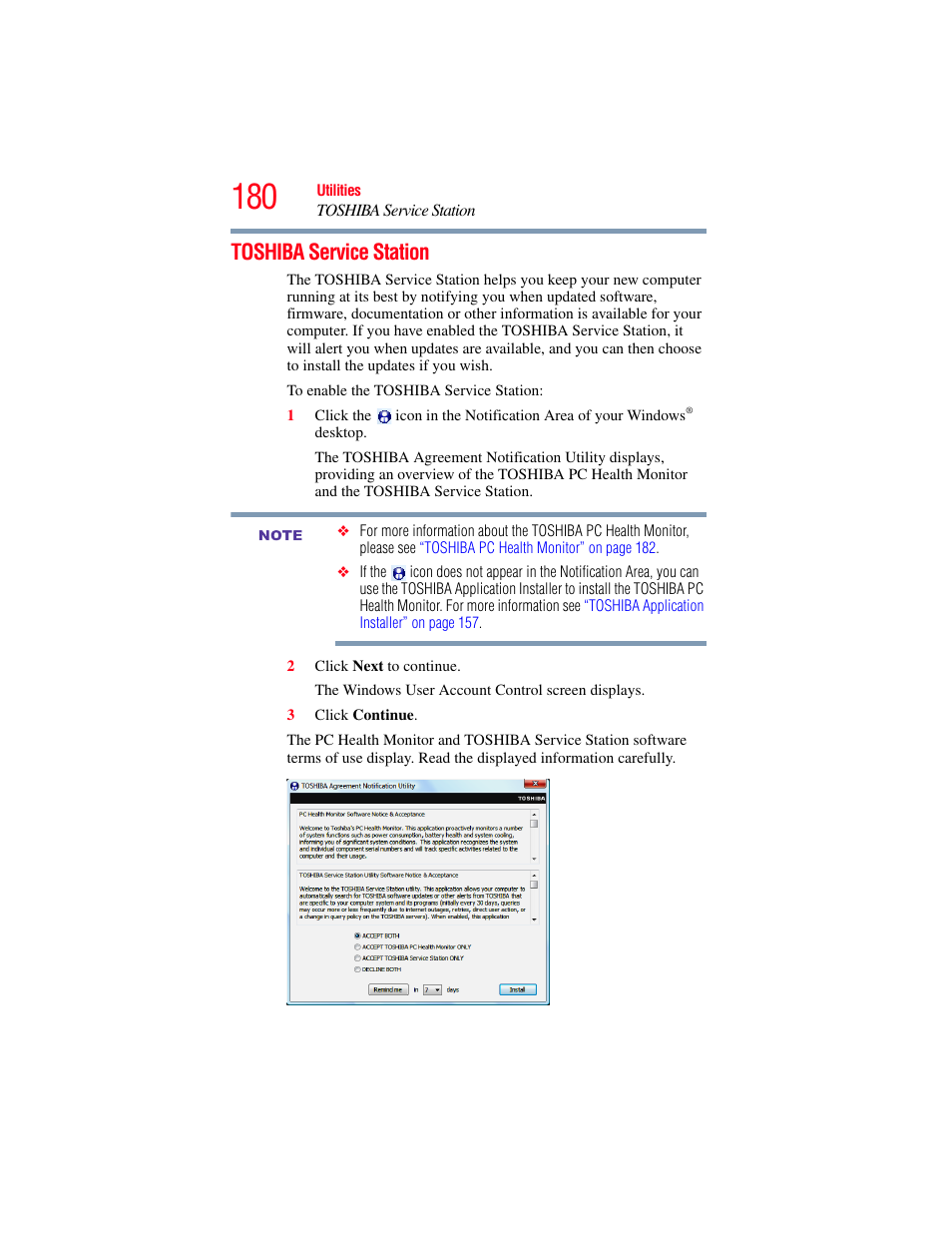 Toshiba service station | Toshiba SATELLITE M500 User Manual | Page 180 / 258