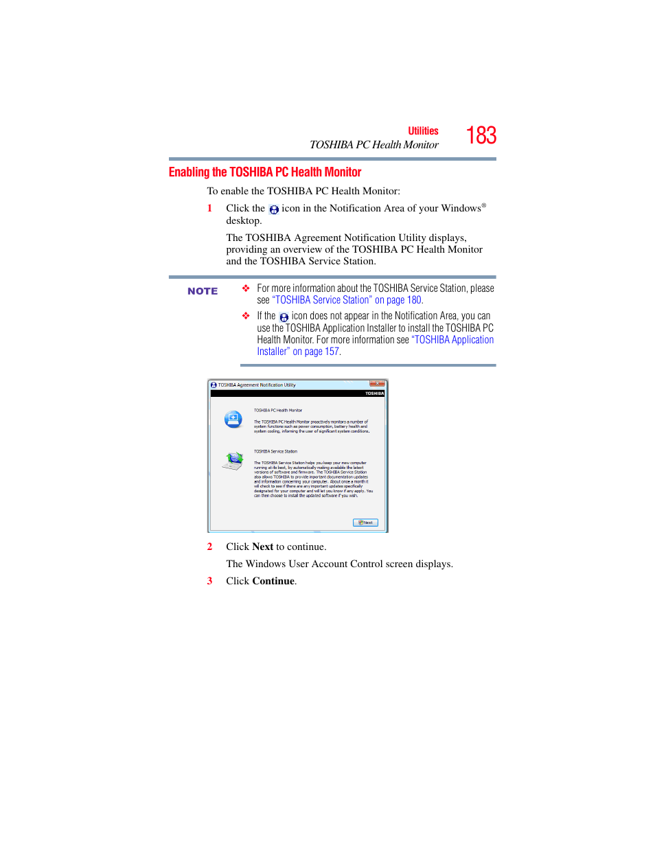 Enabling the toshiba pc health monitor | Toshiba SATELLITE M500 User Manual | Page 183 / 258