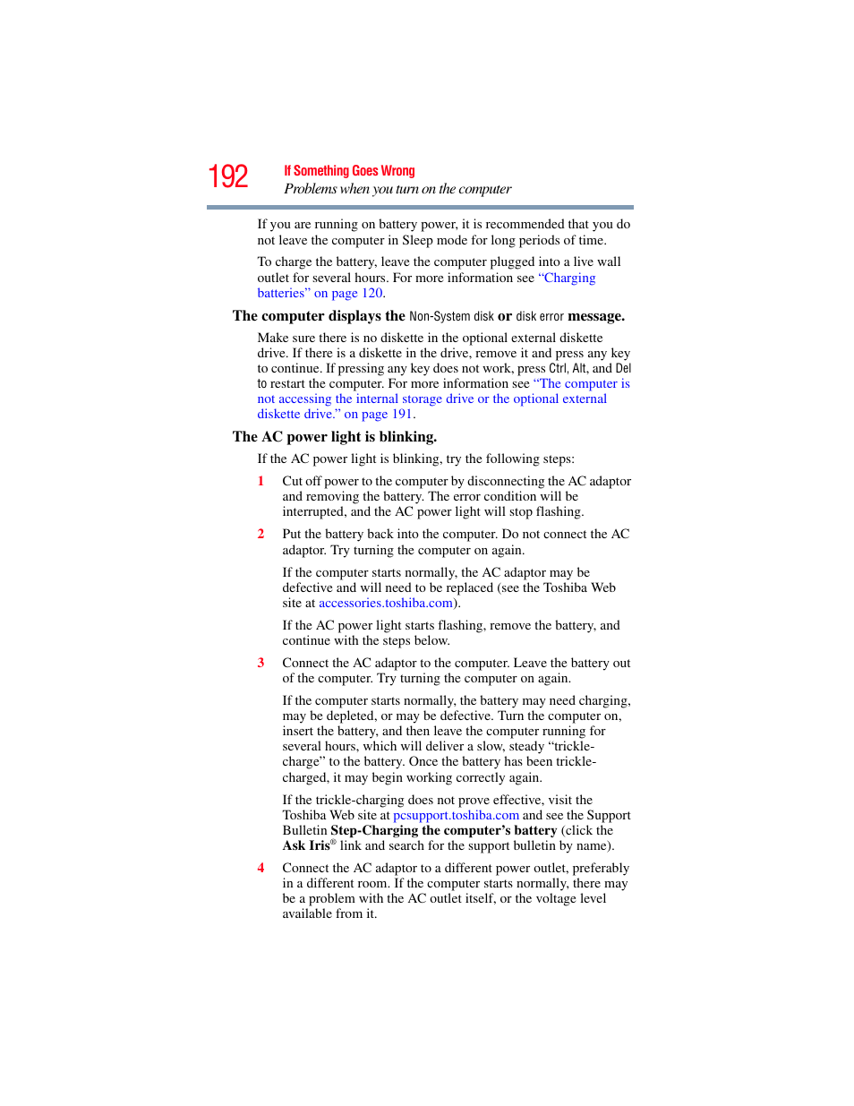 Toshiba SATELLITE M500 User Manual | Page 192 / 258