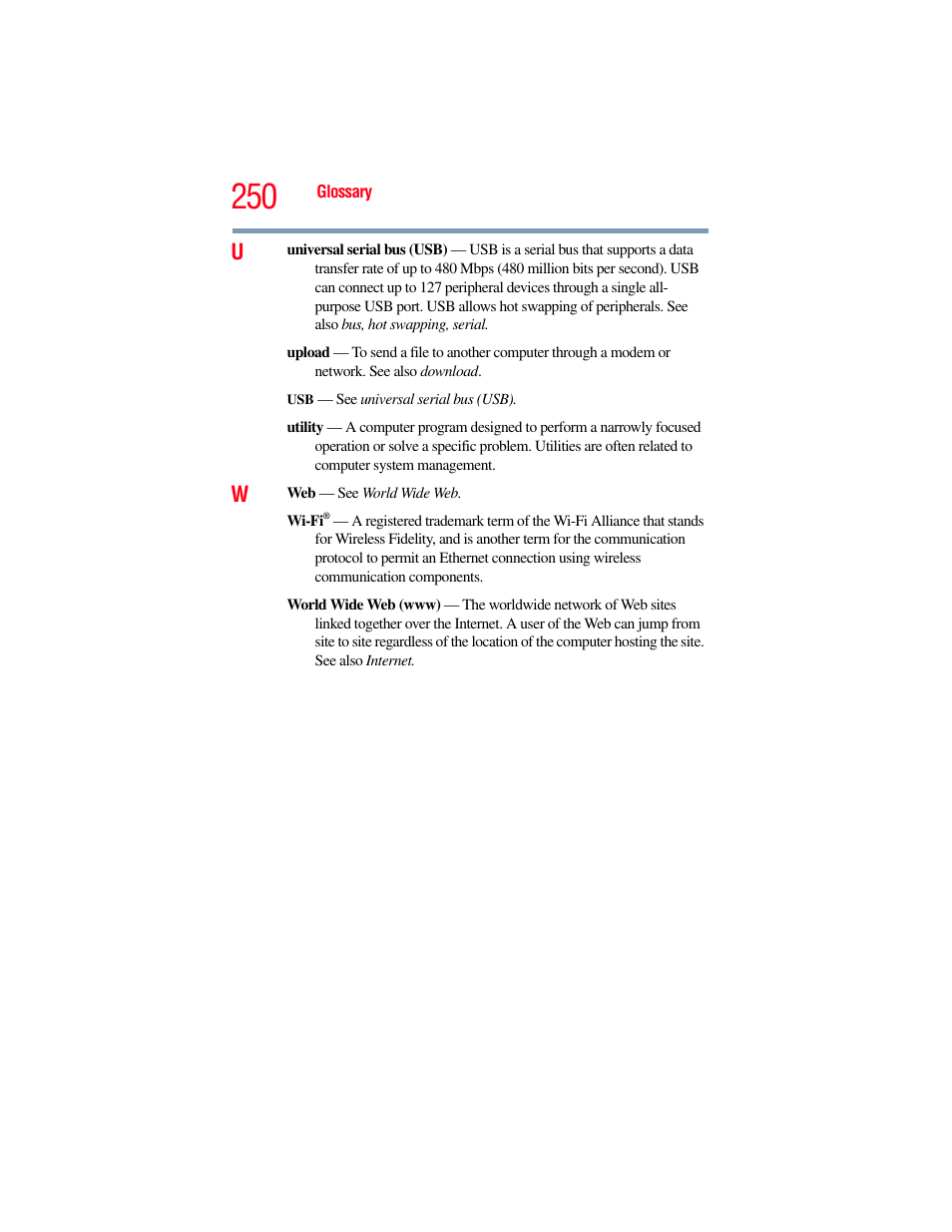 Toshiba SATELLITE M500 User Manual | Page 250 / 258