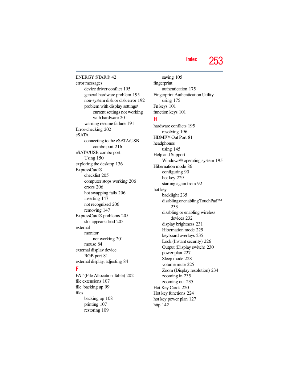 Toshiba SATELLITE M500 User Manual | Page 253 / 258