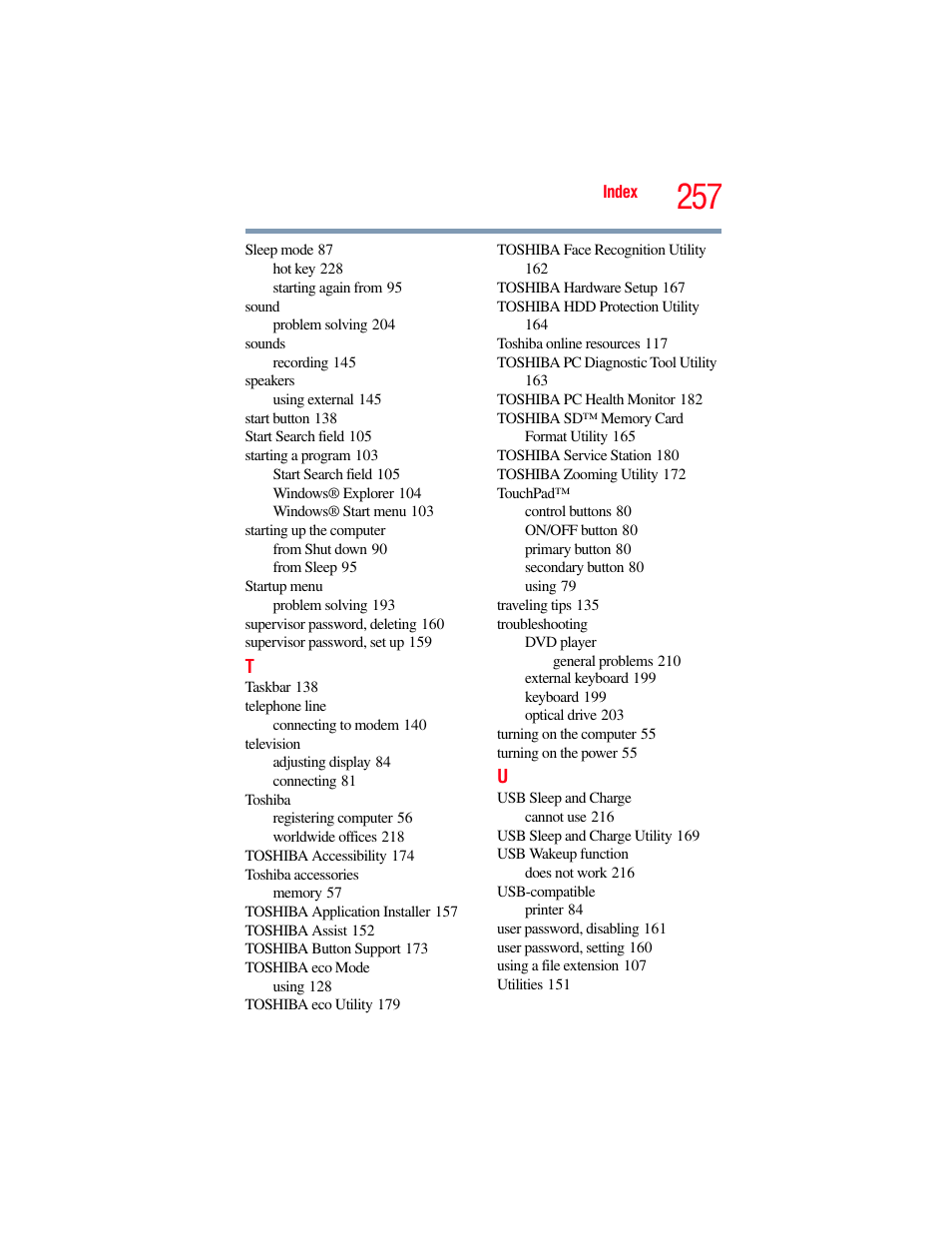Toshiba SATELLITE M500 User Manual | Page 257 / 258