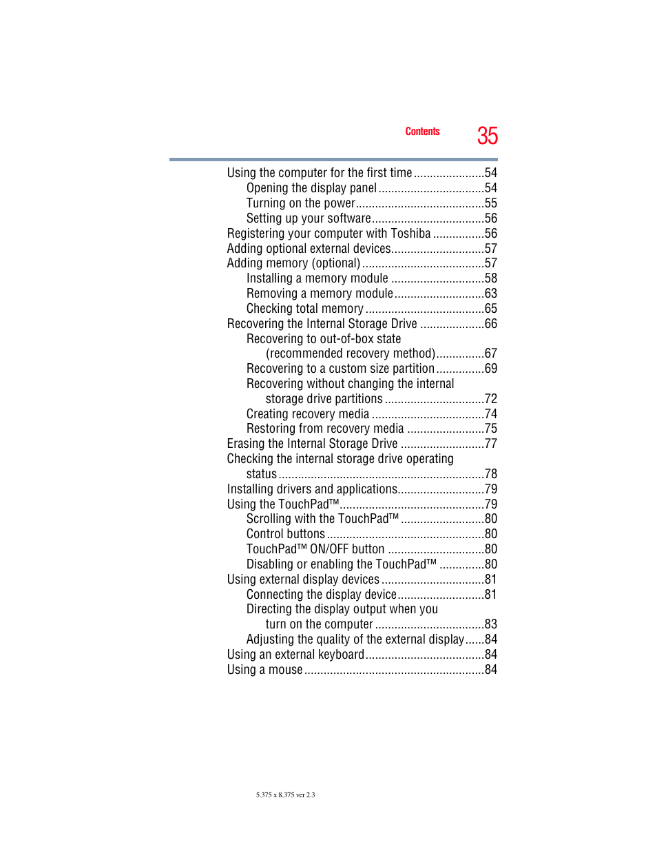 Toshiba SATELLITE M500 User Manual | Page 35 / 258