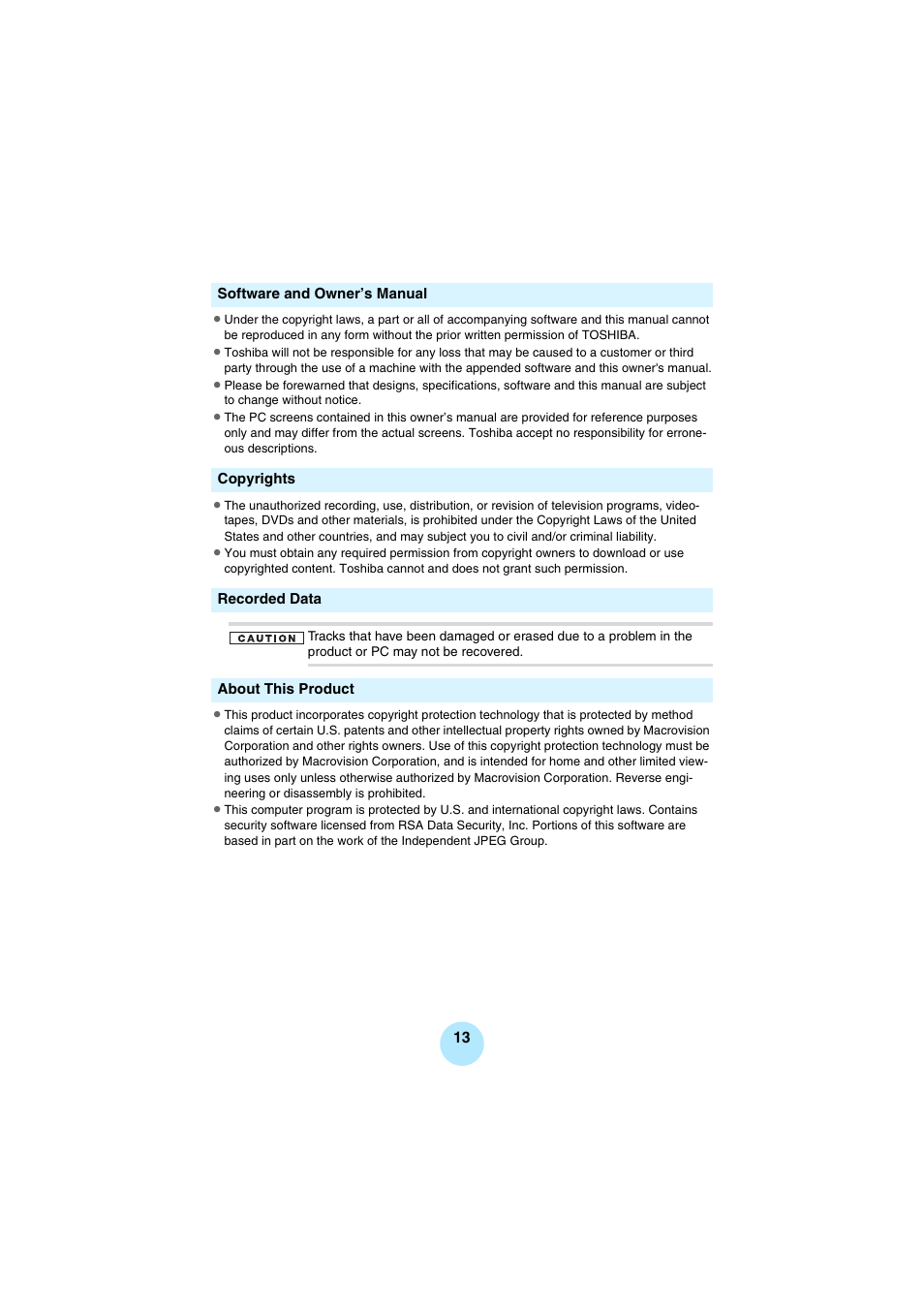 Toshiba Portable MP3 Player User Manual | Page 13 / 102