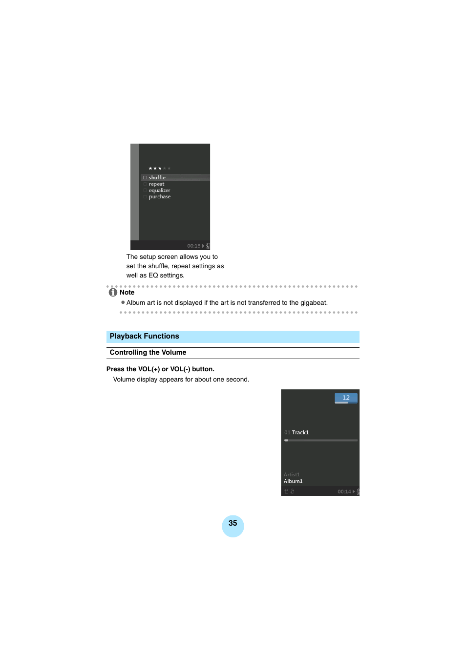 Playback functions | Toshiba Portable MP3 Player User Manual | Page 35 / 102