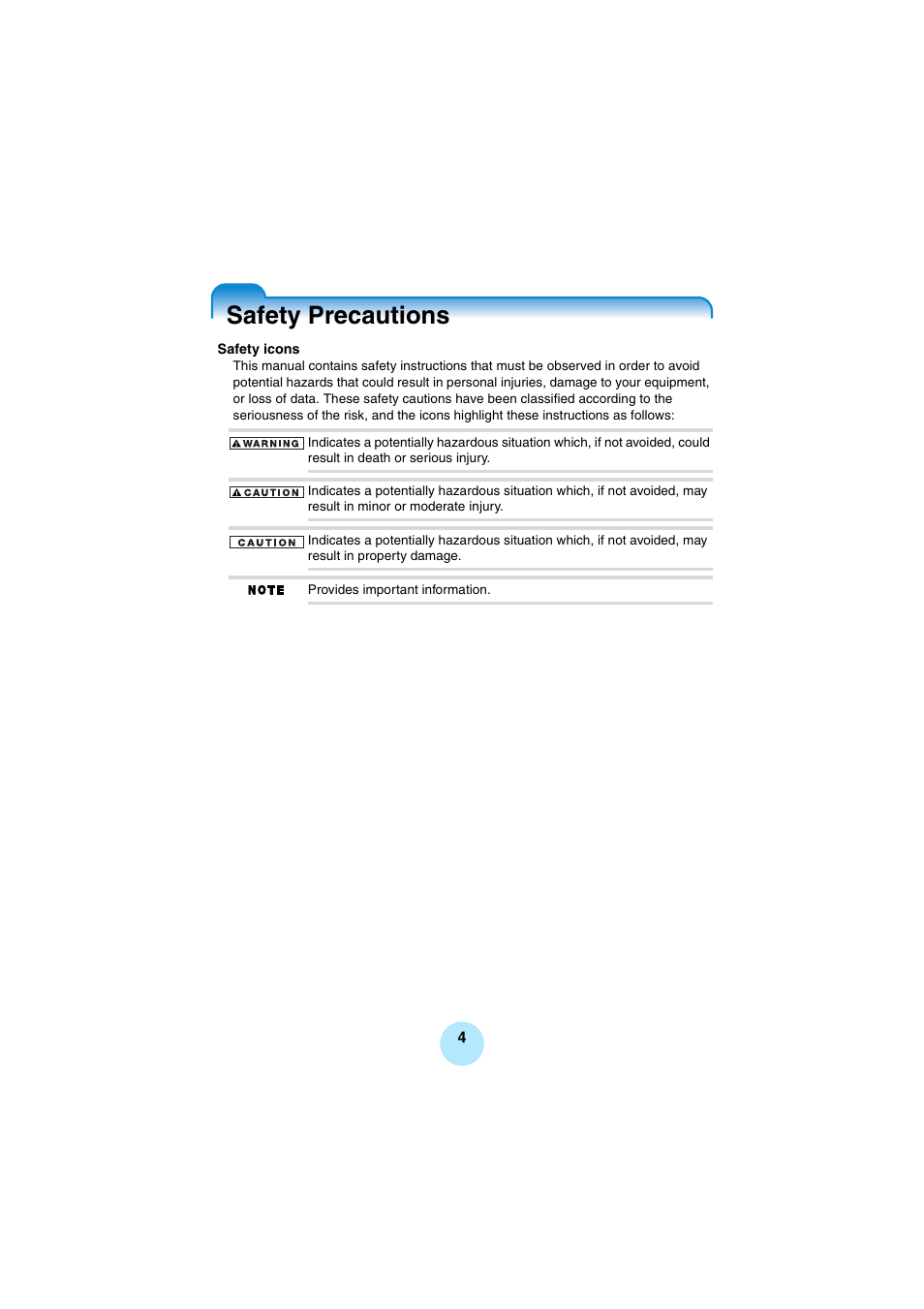 Safety precautions | Toshiba Portable MP3 Player User Manual | Page 4 / 102