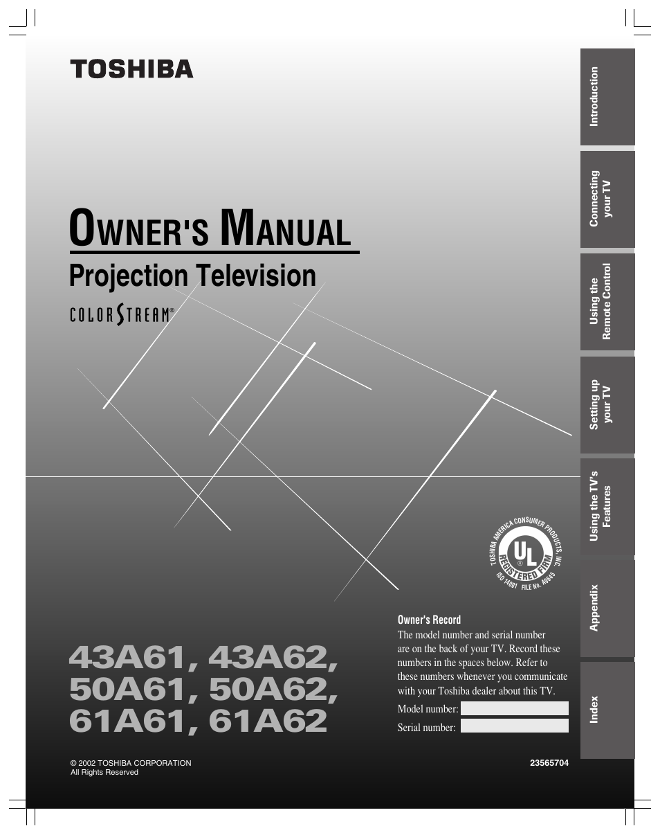 Toshiba 43A61 User Manual | 51 pages