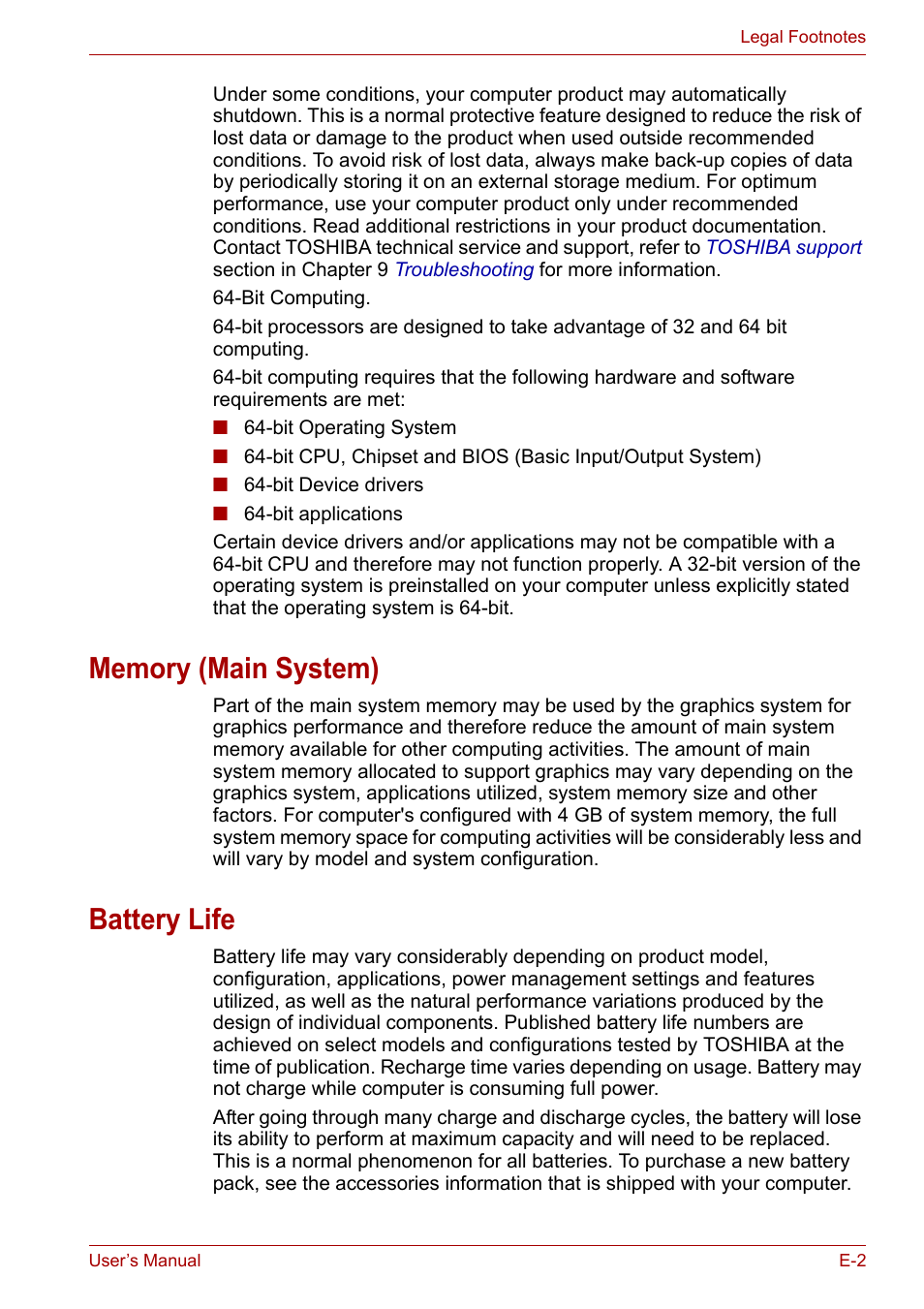 Battery life | Toshiba U300 Series PSA50 YXT User Manual | Page 129 / 147