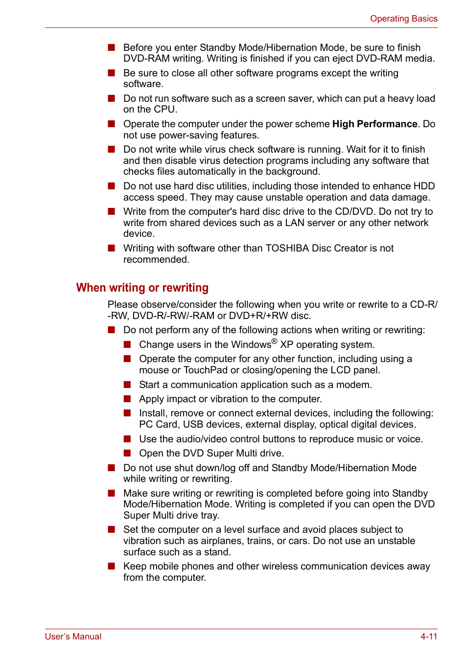 When writing or rewriting | Toshiba U300 Series PSA50 YXT User Manual | Page 56 / 147