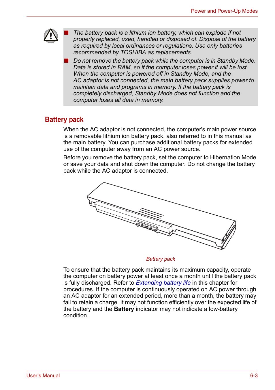 Battery pack | Toshiba U300 Series PSA50 YXT User Manual | Page 77 / 147