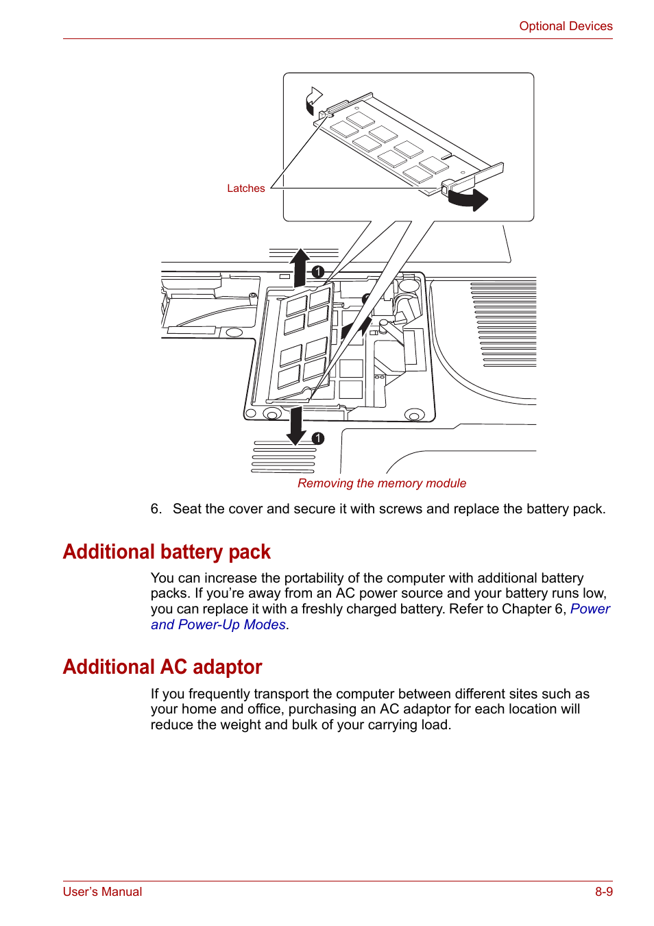 Additional battery pack, Additional ac adaptor | Toshiba U300 Series PSA50 YXT User Manual | Page 99 / 147