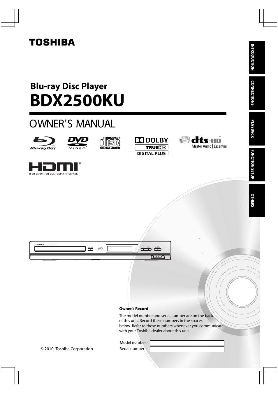 Toshiba BDX2500KU User Manual | 60 pages