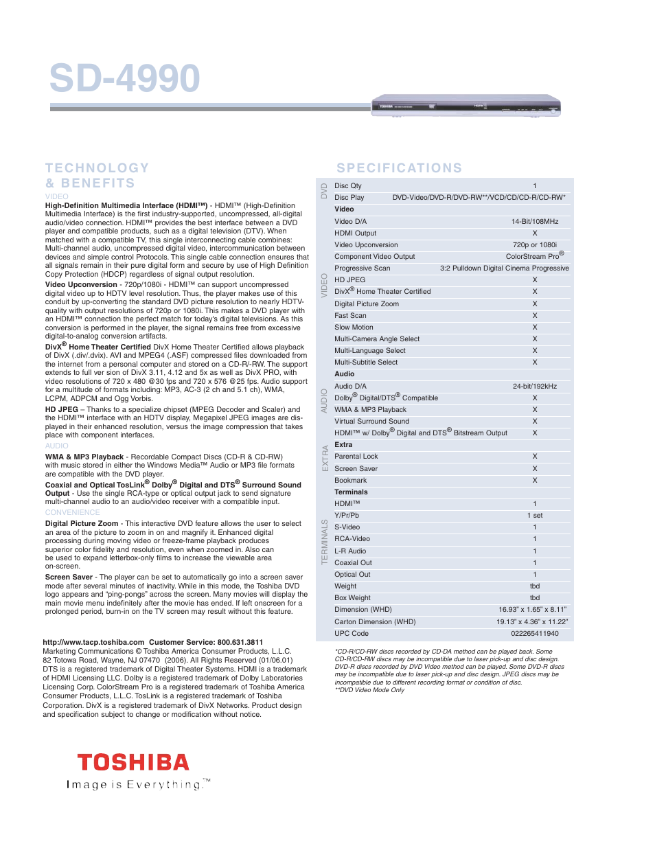 Sd-4990 | Toshiba SD-4990 User Manual | Page 2 / 2