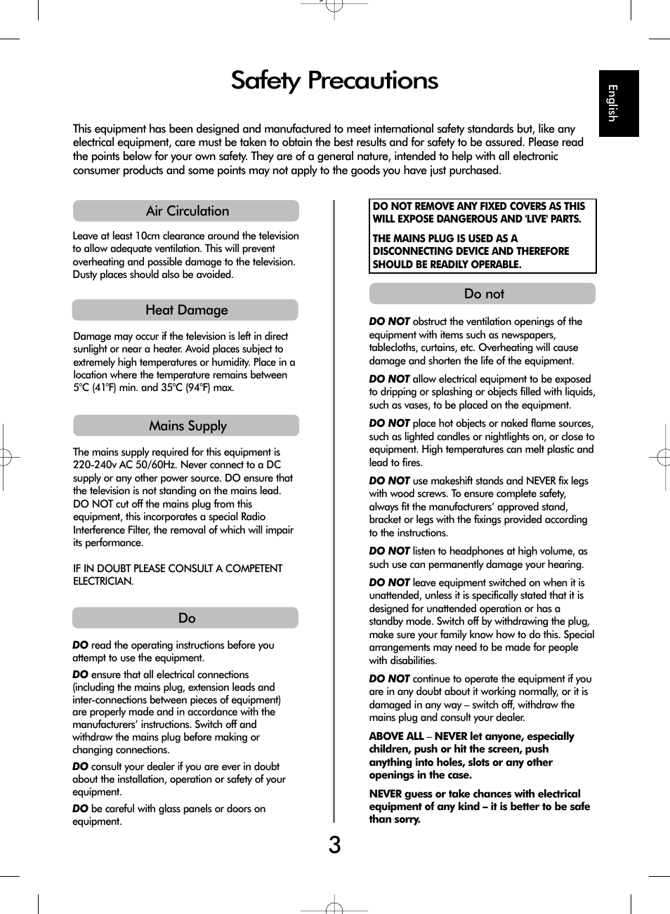 Safety precautions | Toshiba WL67 User Manual | Page 3 / 28