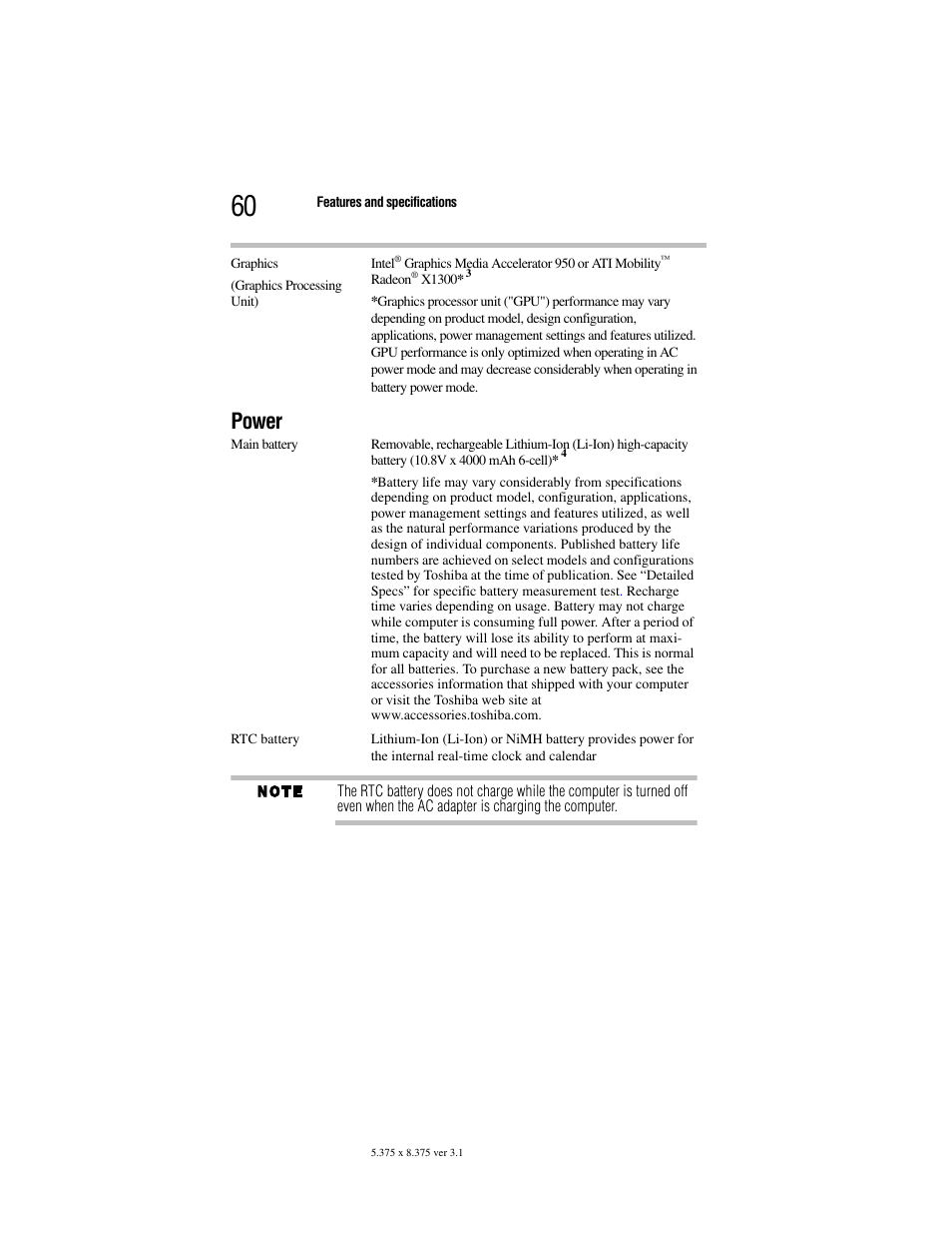 Power | Toshiba Satellite A100/A105 User Manual | Page 60 / 72