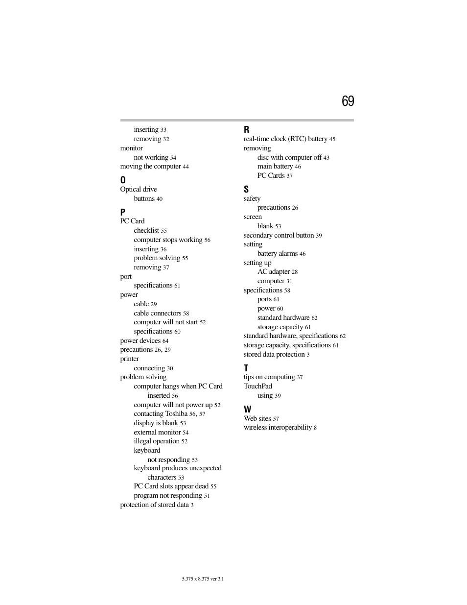 Toshiba Satellite A100/A105 User Manual | Page 69 / 72