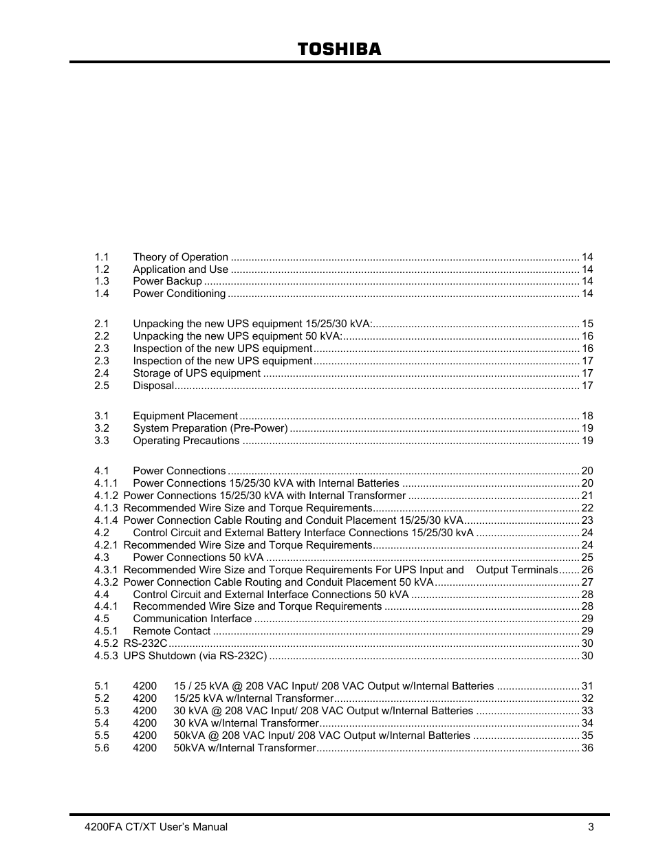 Toshiba 4200FA CT/XT User Manual | Page 4 / 68