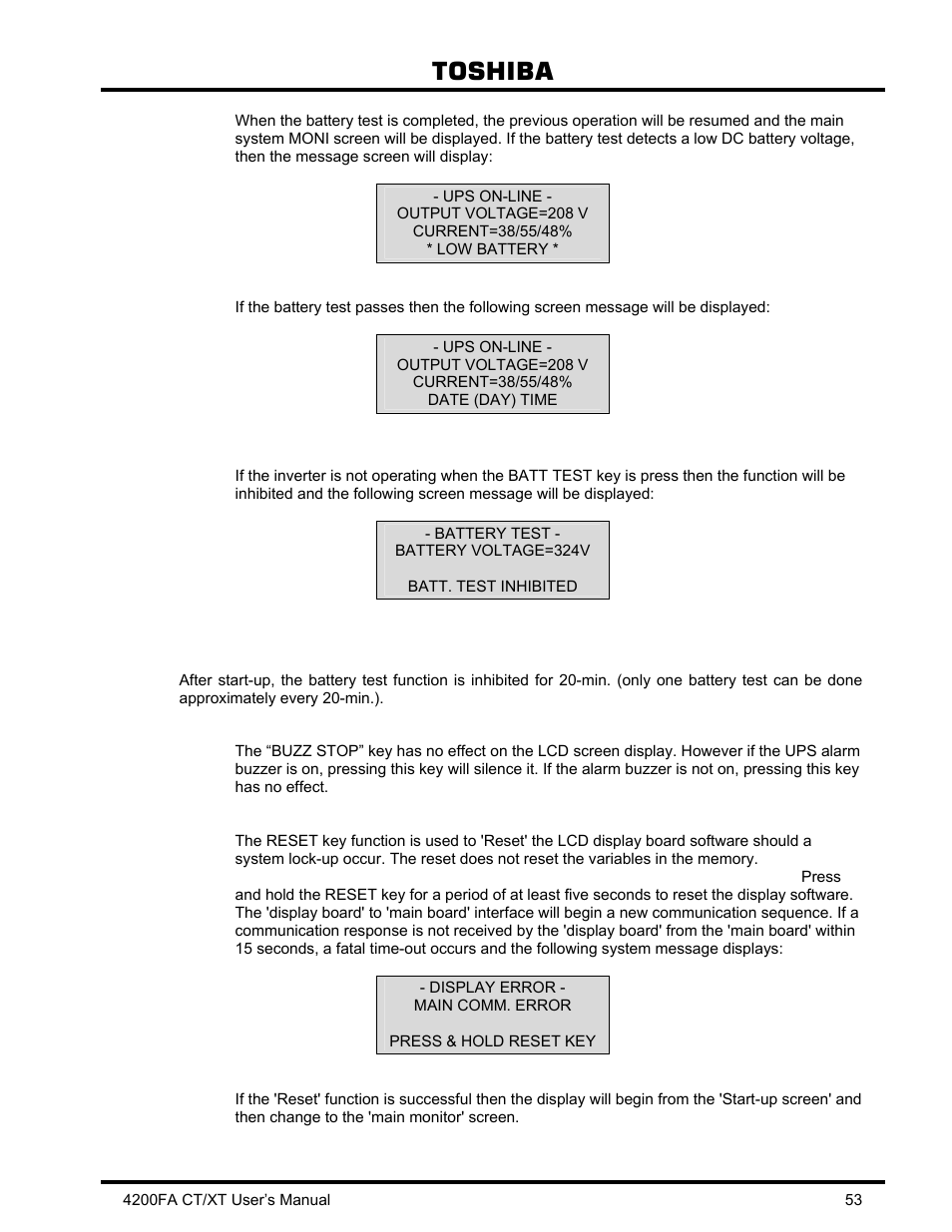 7 buzz stop key, 8 reset key, Buzz stop key | Reset key, Toshiba | Toshiba 4200FA CT/XT User Manual | Page 54 / 68