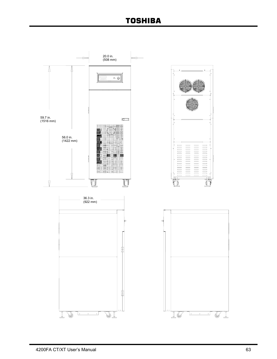 1 external dimensions 15/25/30 kva, Toshiba | Toshiba 4200FA CT/XT User Manual | Page 64 / 68