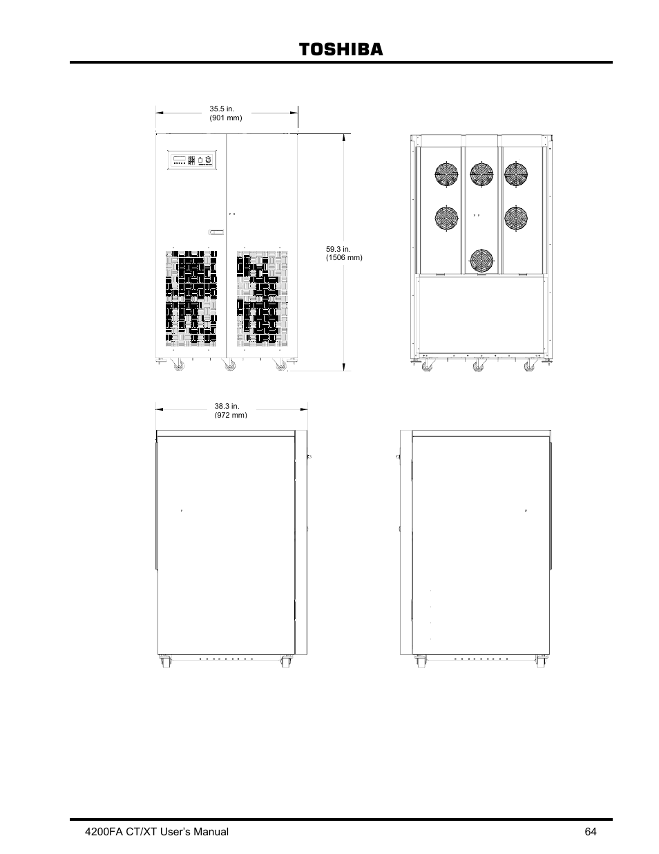 2 external dimensions 50kva, External dimensions 50kva, Toshiba | Toshiba 4200FA CT/XT User Manual | Page 65 / 68