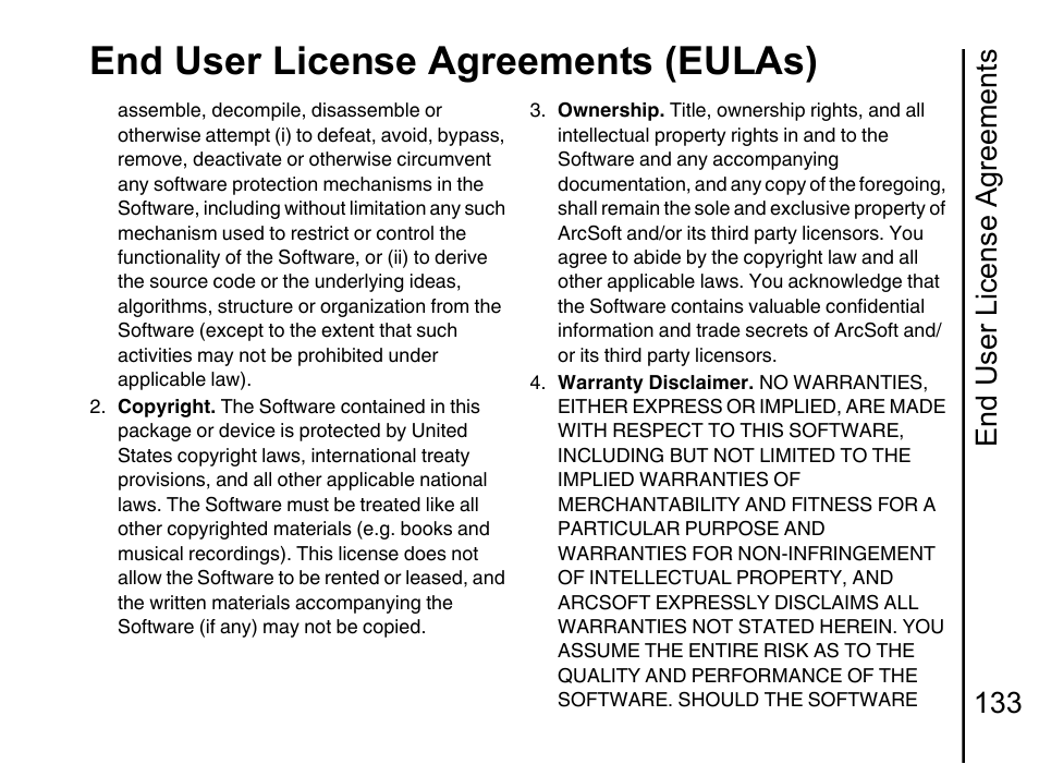 End user license agreements (eulas), End user license agreements 133 | Toshiba Portege G710 User Manual | Page 134 / 140