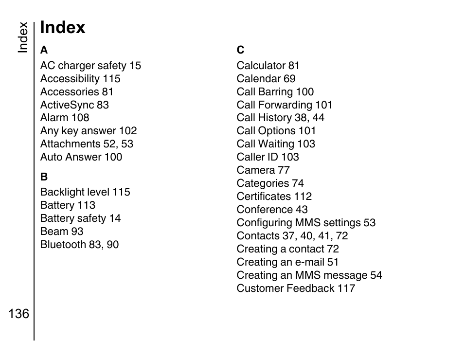 Index 136, Index | Toshiba Portege G710 User Manual | Page 137 / 140