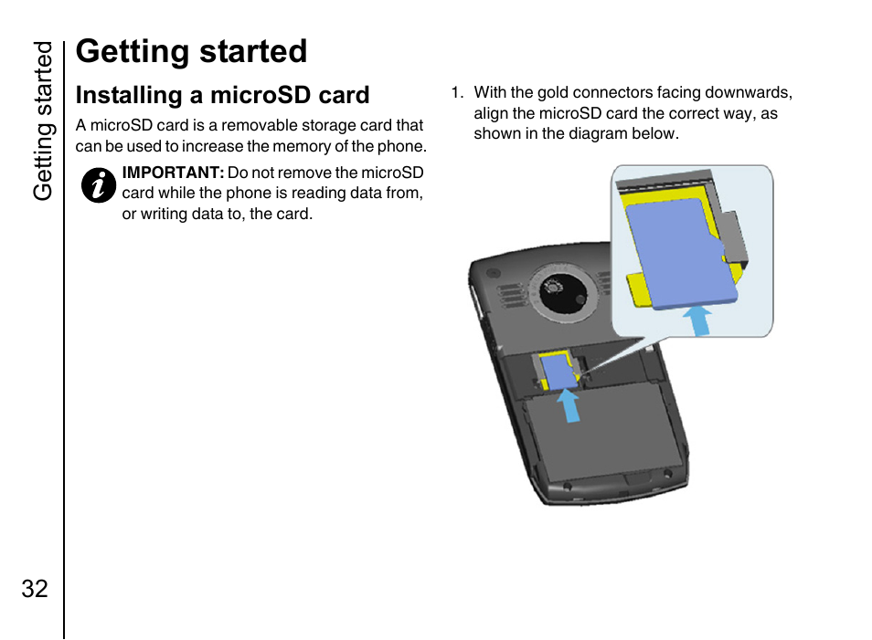 Installing a microsd card 32, Getting started, Getting started 32 | Installing a microsd card | Toshiba Portege G710 User Manual | Page 33 / 140