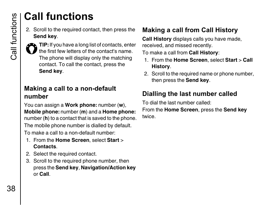 Call functions, Call functions 38 | Toshiba Portege G710 User Manual | Page 39 / 140